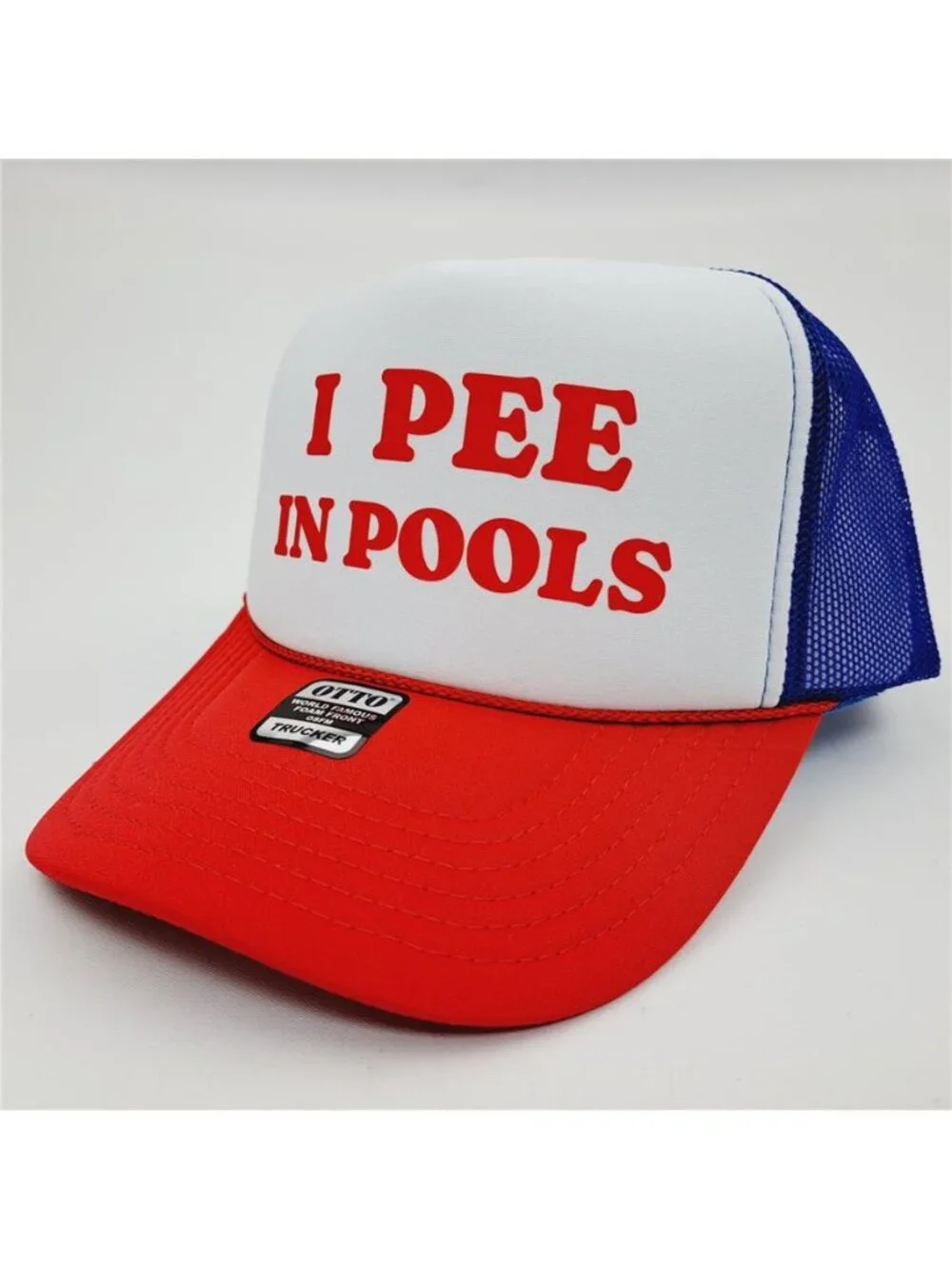 Retro I Pee In Pools Foam Trucker Hat Red White Blue Rope Snapback Cap Funny 80s